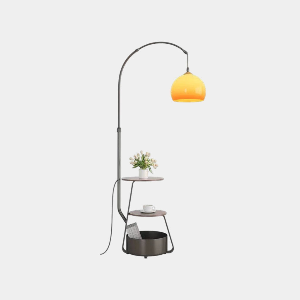 Lampe sur pied rétro ronde réglable avec table