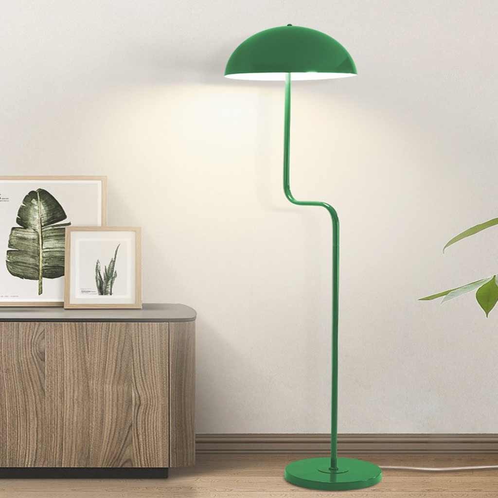 Lampadaire unique en fer léger avec un dôme champignon, vert