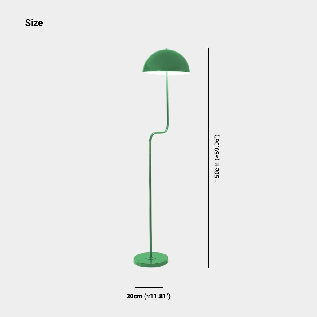 Lampadaire unique en fer léger avec un dôme champignon, vert