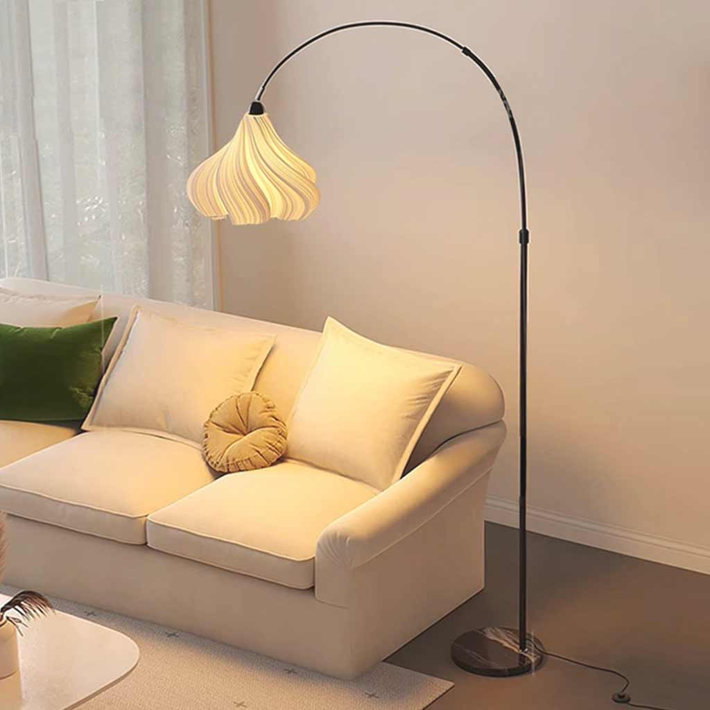 Lampe sur pied unique en forme de canne à pêche pliée pour la lecture