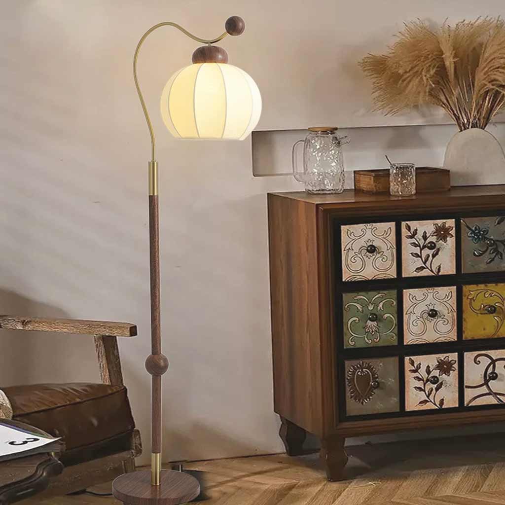 Lampe de table / lampe sur pied vintage avec abat-jour en tissu
