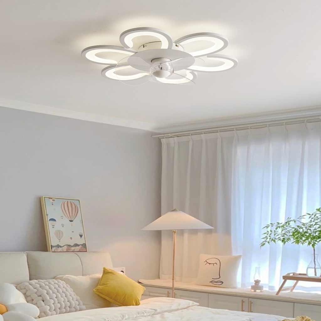 Ventilateur de plafond encastré avec lumière LED, fleur/blanc