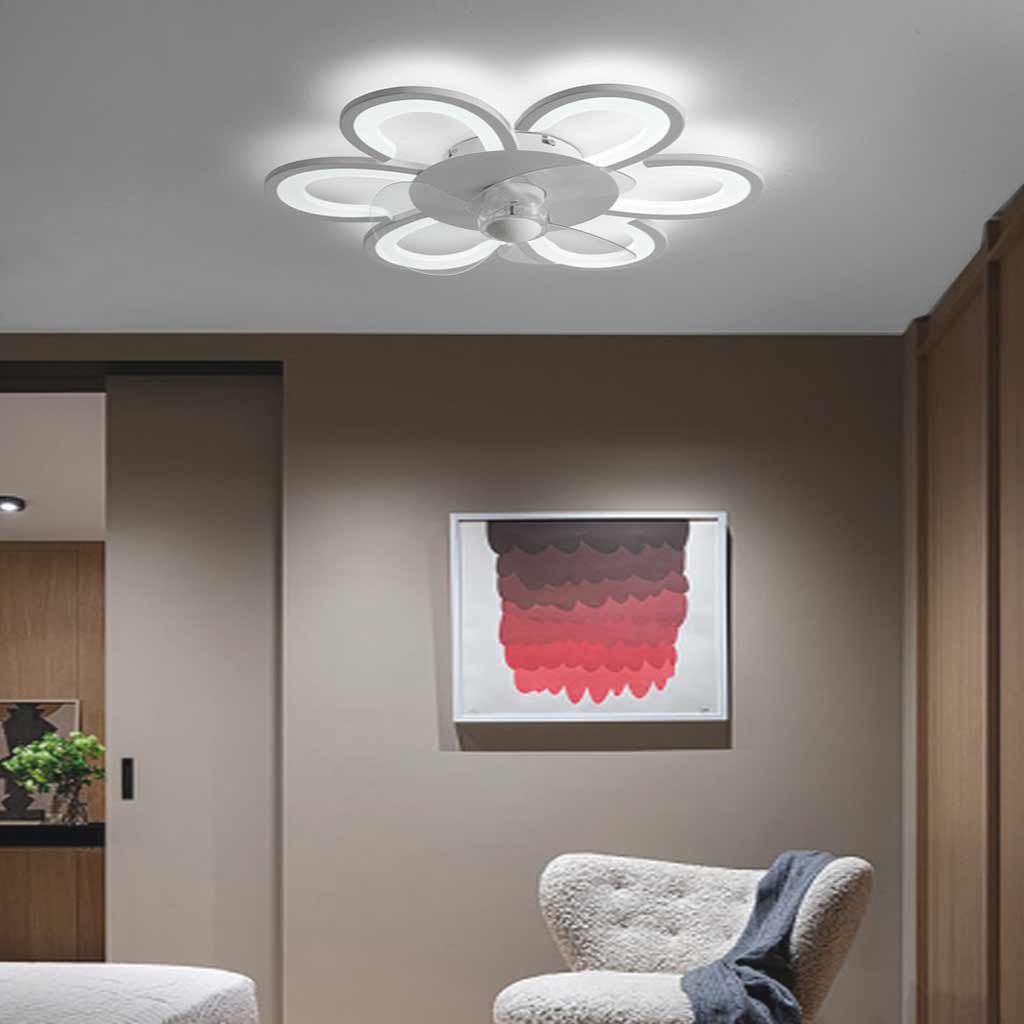 Ventilateur de plafond encastré avec lumière LED, fleur/blanc