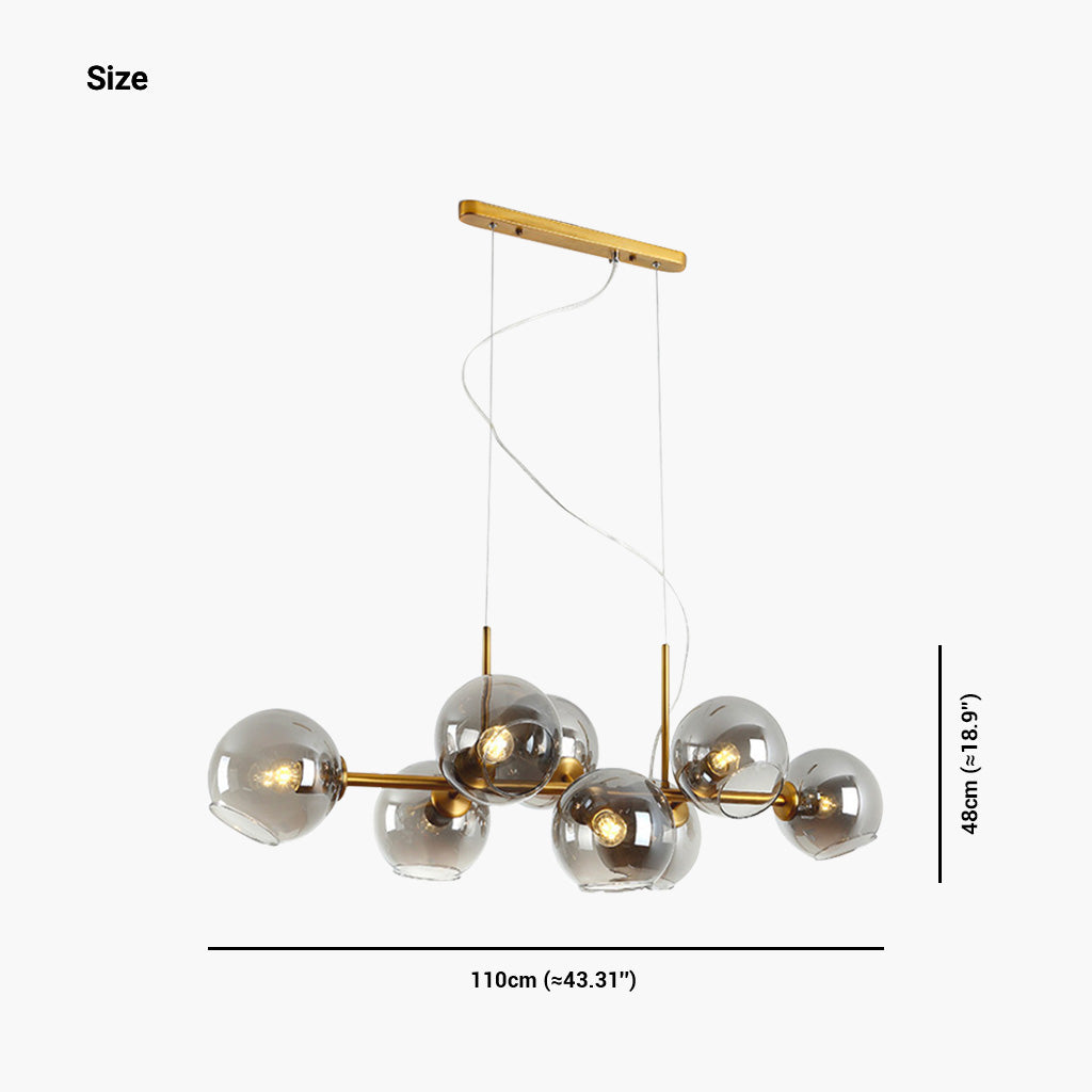 Suspension en fer doré avec cloche en verre linéaire, style scandinave