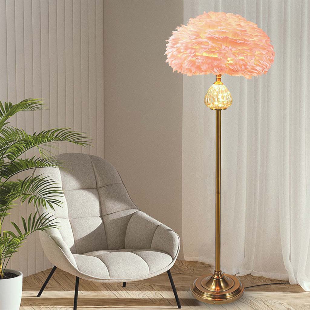 Lampadaire en verre en forme de goutte, rose/blanc
