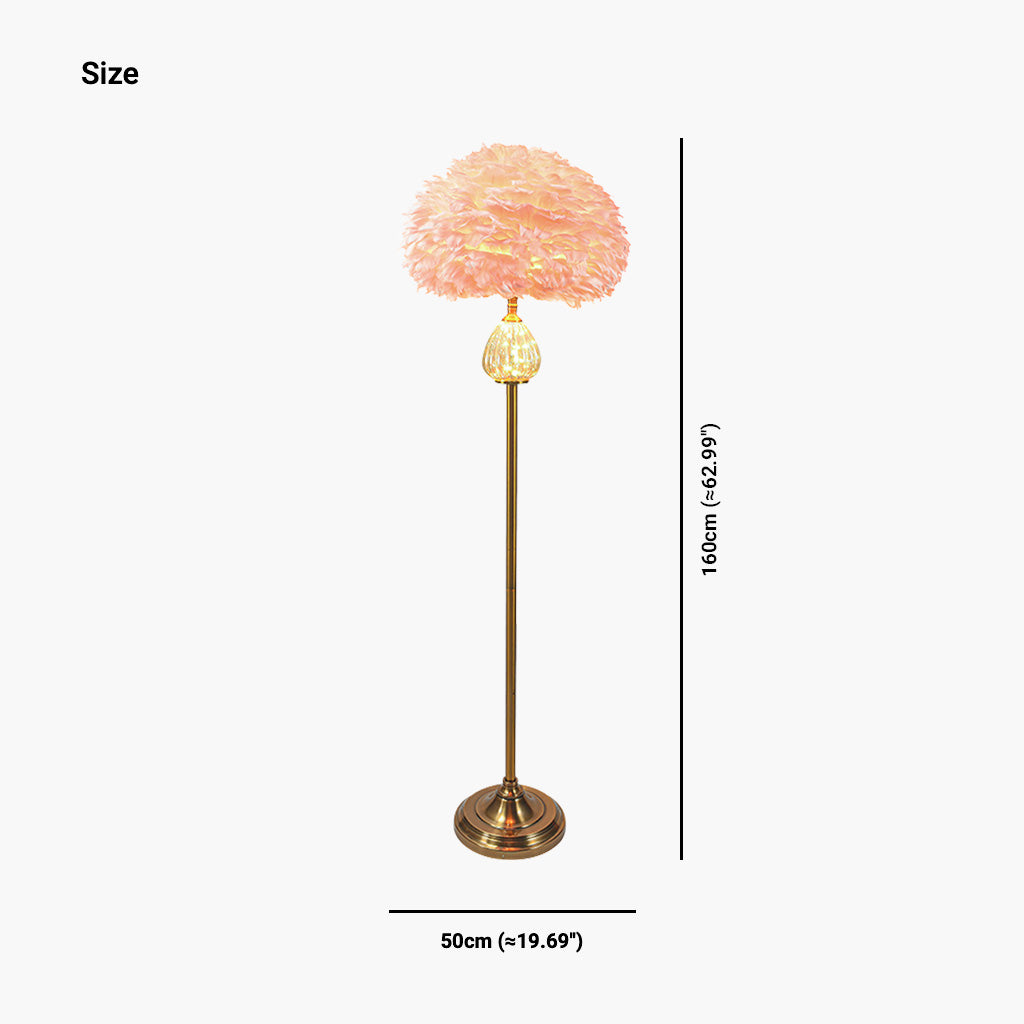 Lampadaire en verre en forme de goutte, rose/blanc
