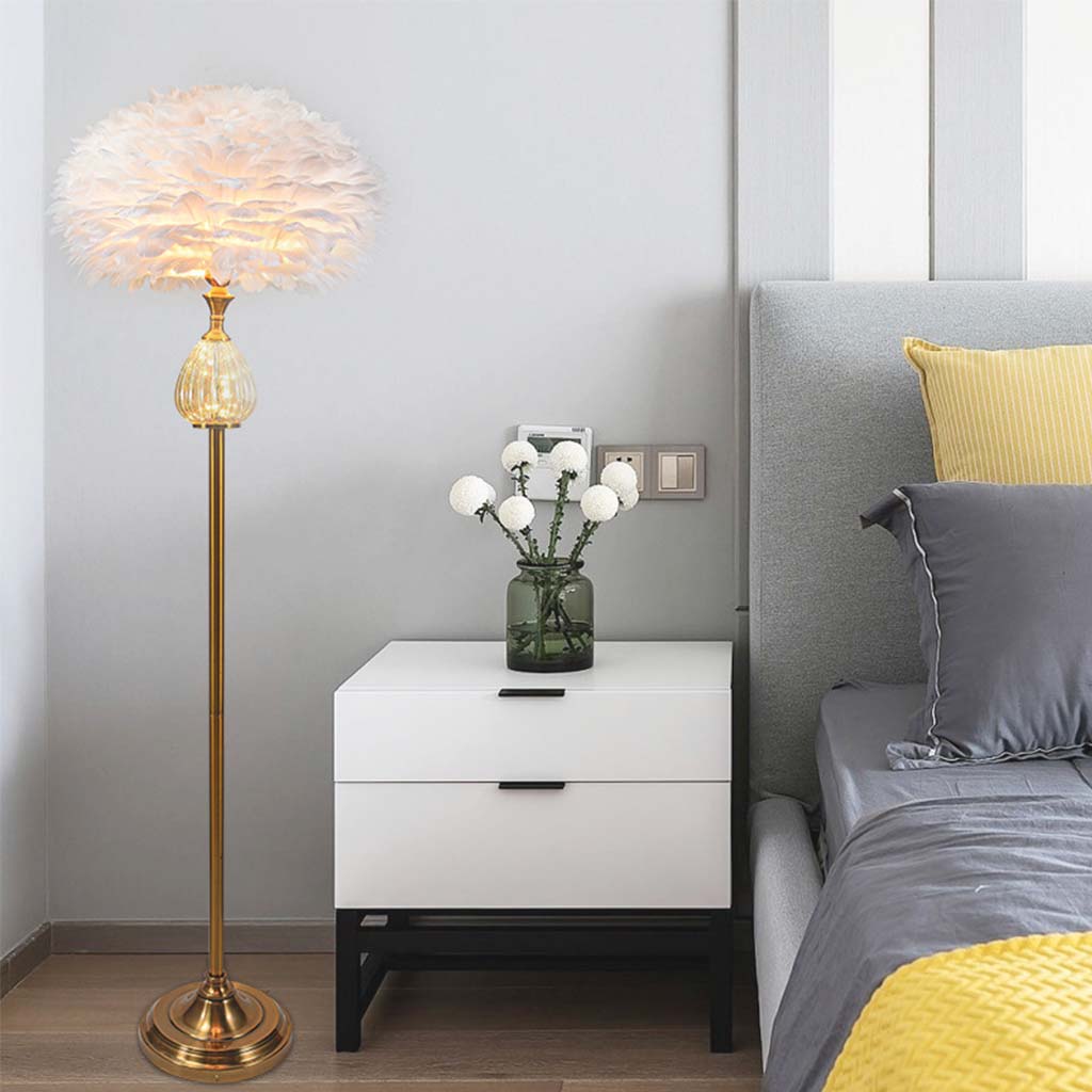 Lampadaire en verre en forme de goutte, rose/blanc