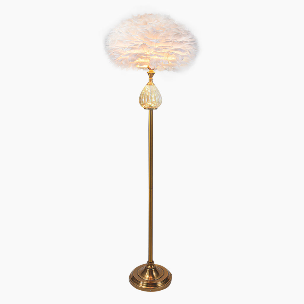 Lampadaire en verre en forme de goutte, rose/blanc