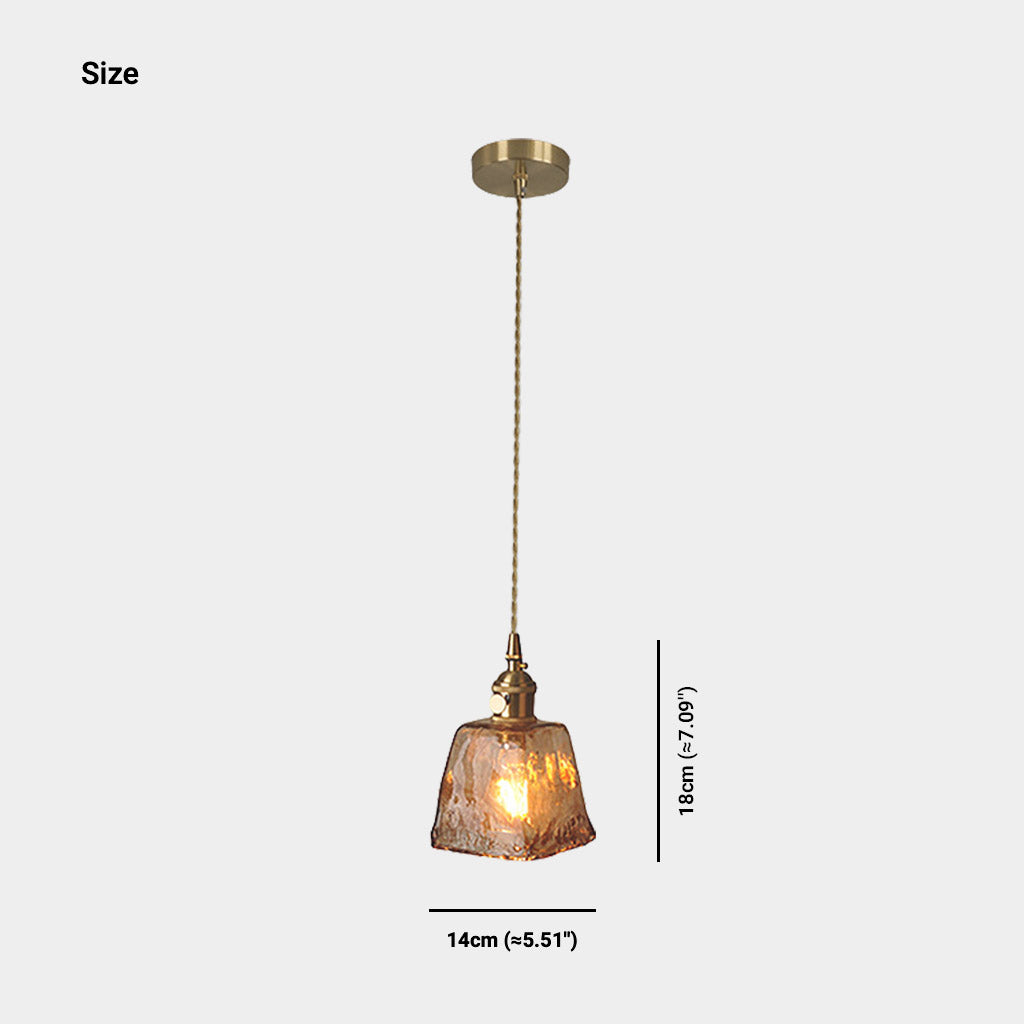 Suspension vintage en laiton avec verre ambre