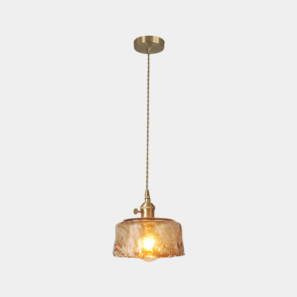 Suspension vintage en laiton avec verre ambre