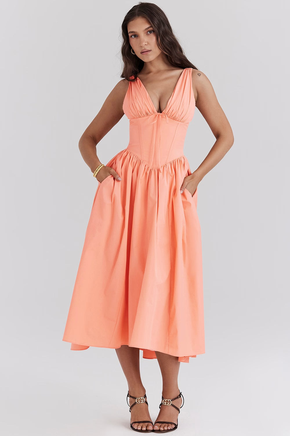 Vintage Casual Floral Wedding Dress for Women | Midi