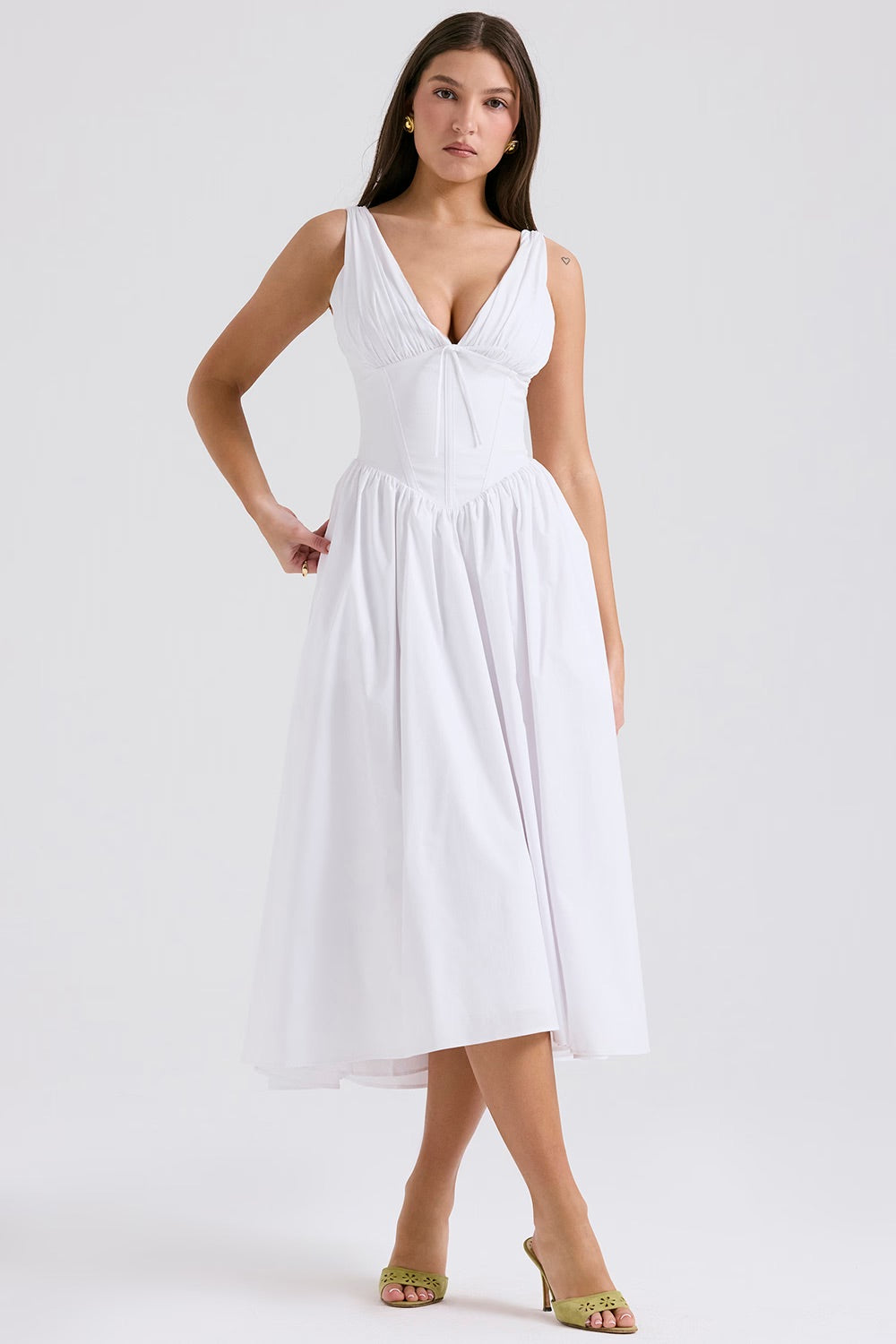 Vintage Casual Floral Wedding Dress for Women | Midi