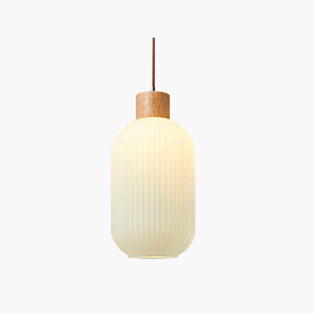 Suspension Japonaise Élégante pour salle à manger, bois et verre