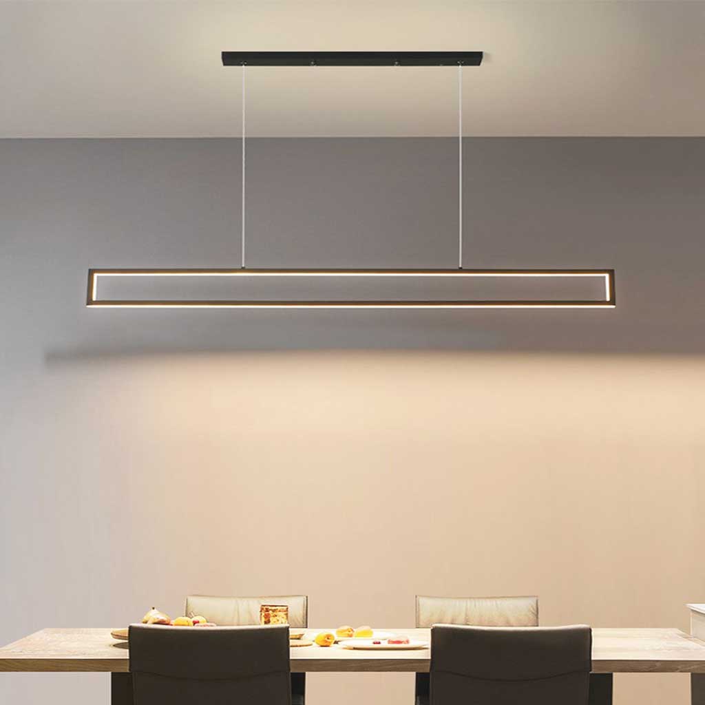 Suspension LED Moderne Minimaliste Linéaire Rectangulaire, Noir