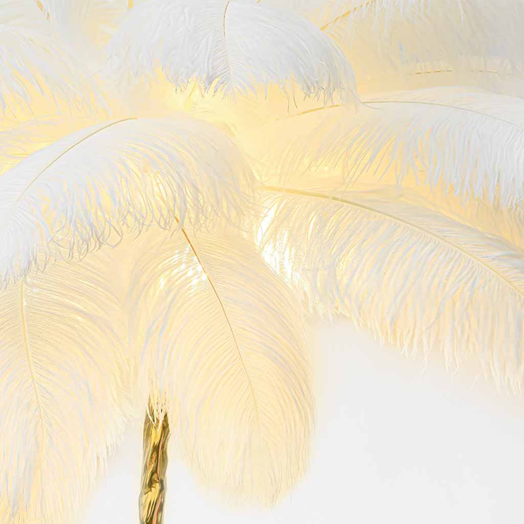 Lampe sur pied en plumes d'autruche cuivre laiton luxe 70", 4 couleurs