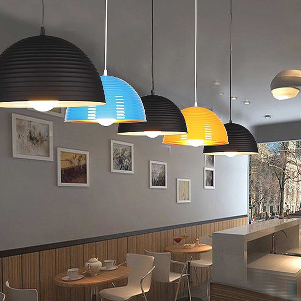 Suspension Potdeksel Dôme Métallique Minimaliste pour Cuisine/Salle à Manger, 6 Couleurs