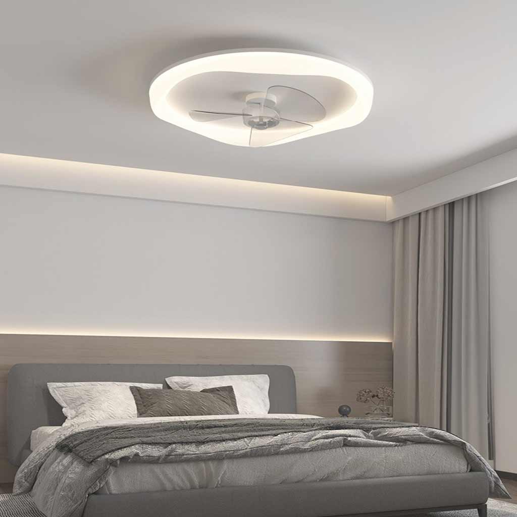 Ventilateur de plafond moderne avec lumière et télécommande, blanc/3 pales