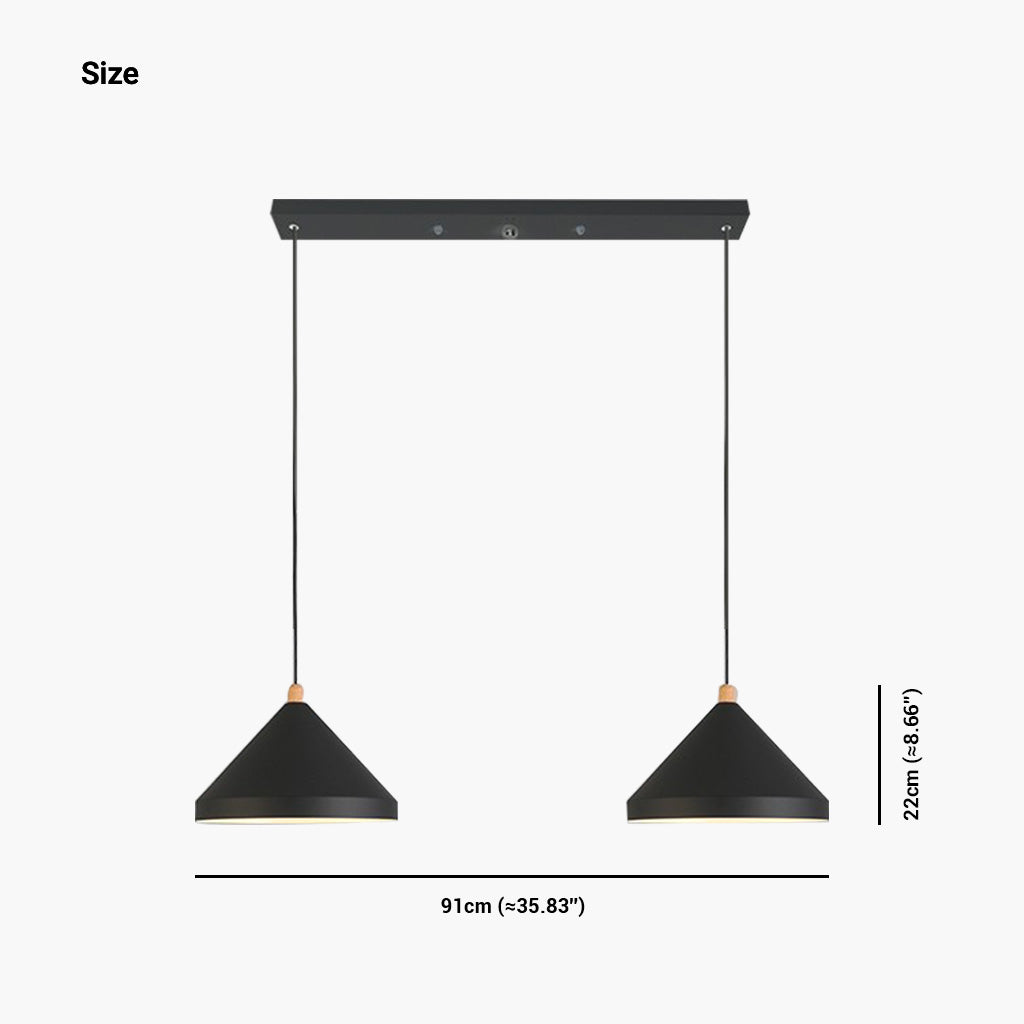 Suspension Cone String Moderne pour salle à manger/restaurant, noir/blanc