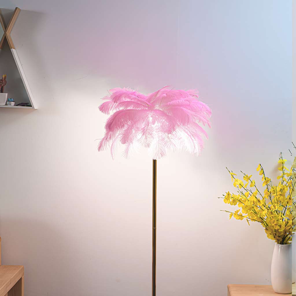Lampadaire en plumes d'autruche style scandinave, 3 couleurs