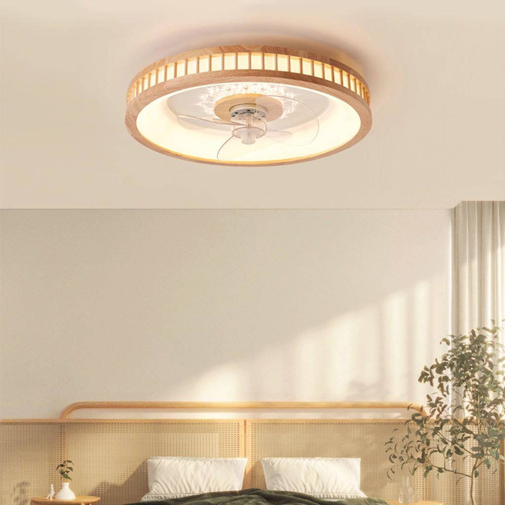 Ventilateur de plafond lampe Fandelier Nordic 3 pales encastré pour chambre, bois et acrylique