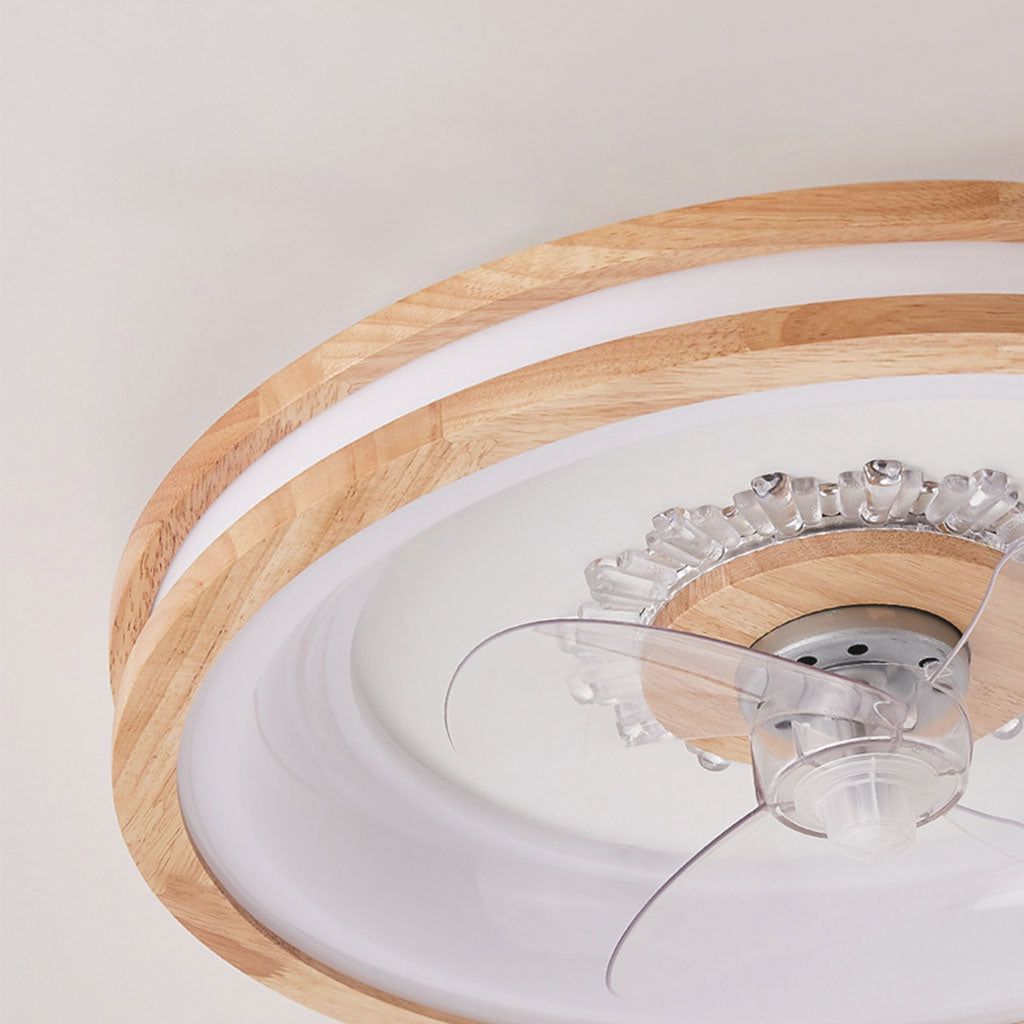 Ventilateur de plafond lampe Fandelier Nordic 3 pales encastré pour chambre, bois et acrylique