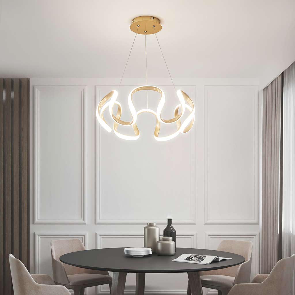 Suspension LED Nouveauté Ronde, Aluminium/Or