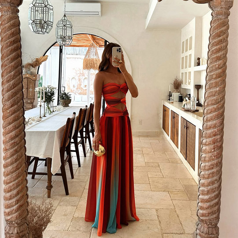 Stylish Women's Guest Wedding Dress Ombre Off-Shoulder | Maxi