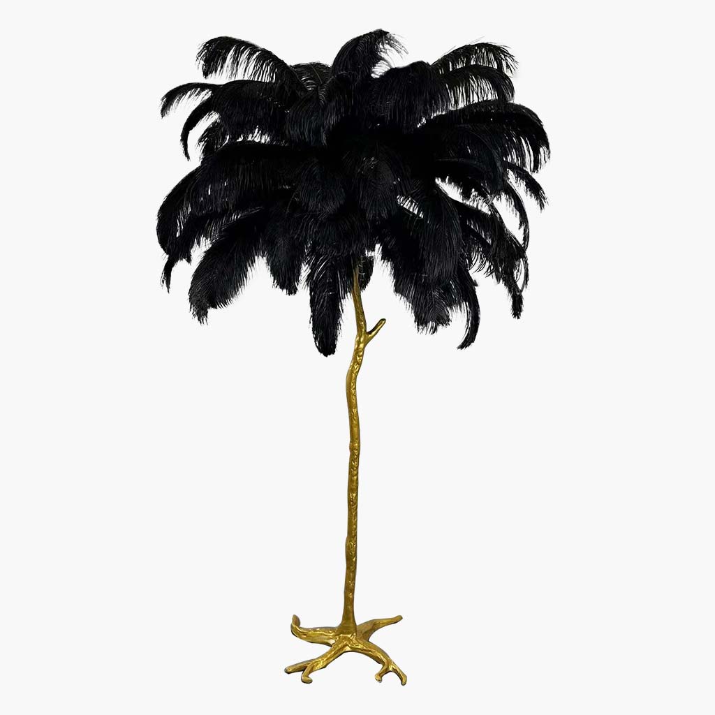 Lampe de sol en plumes d'autruche de luxe, 16 couleurs/résine