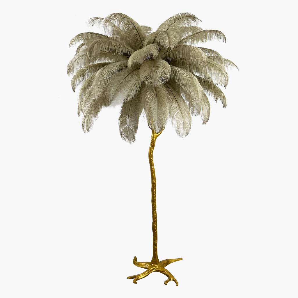Lampe de sol en plumes d'autruche de luxe, 16 couleurs/résine