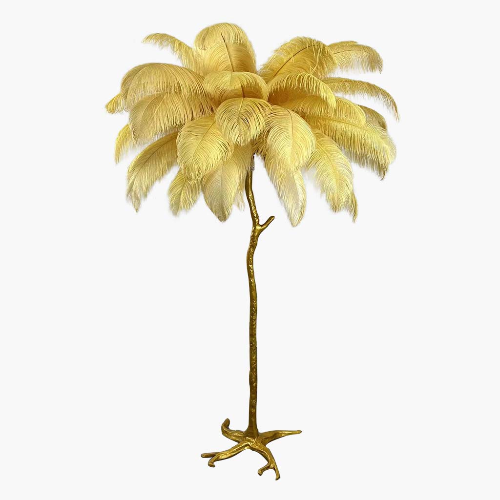Lampe de sol en plumes d'autruche de luxe, 16 couleurs/résine
