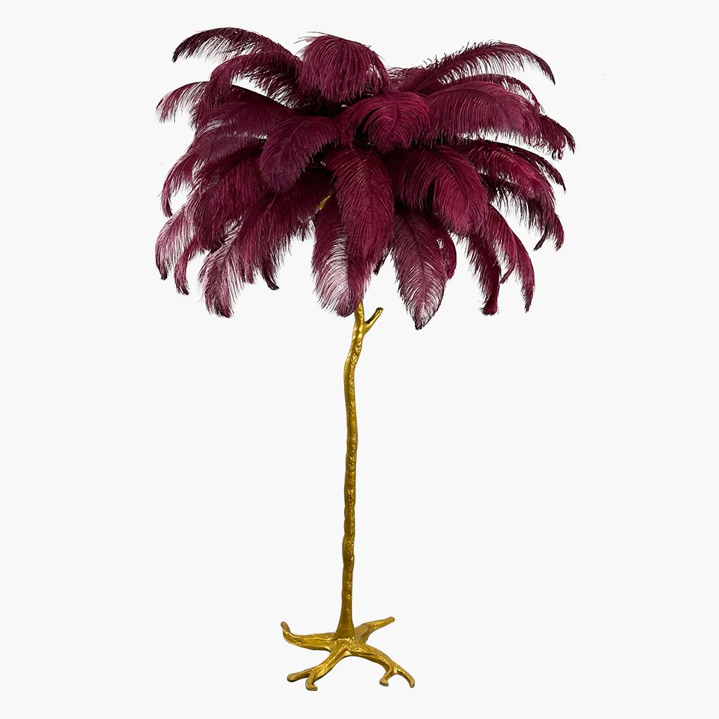 Lampe de sol en plumes d'autruche de luxe, 16 couleurs/résine