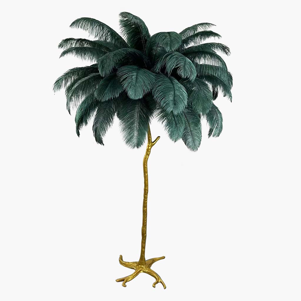 Lampe de sol en plumes d'autruche de luxe, 16 couleurs/résine
