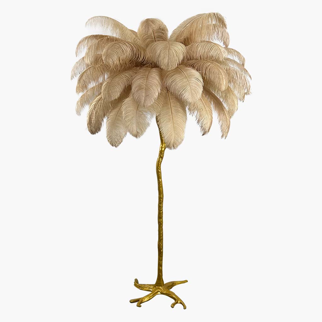 Lampe de sol en plumes d'autruche de luxe, 16 couleurs/résine