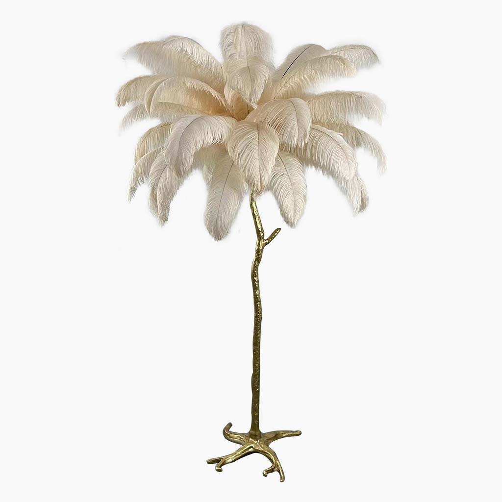Lampe de sol en plumes d'autruche de luxe, 16 couleurs/résine