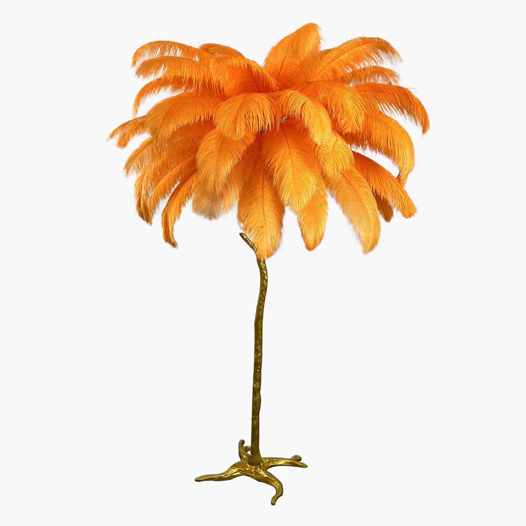 Lampe de sol en plumes d'autruche de luxe, 16 couleurs/résine