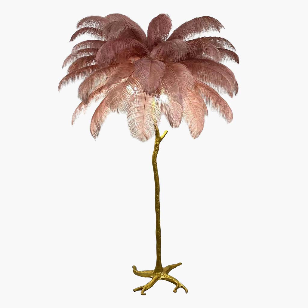 Lampe de sol en plumes d'autruche de luxe, 16 couleurs/résine