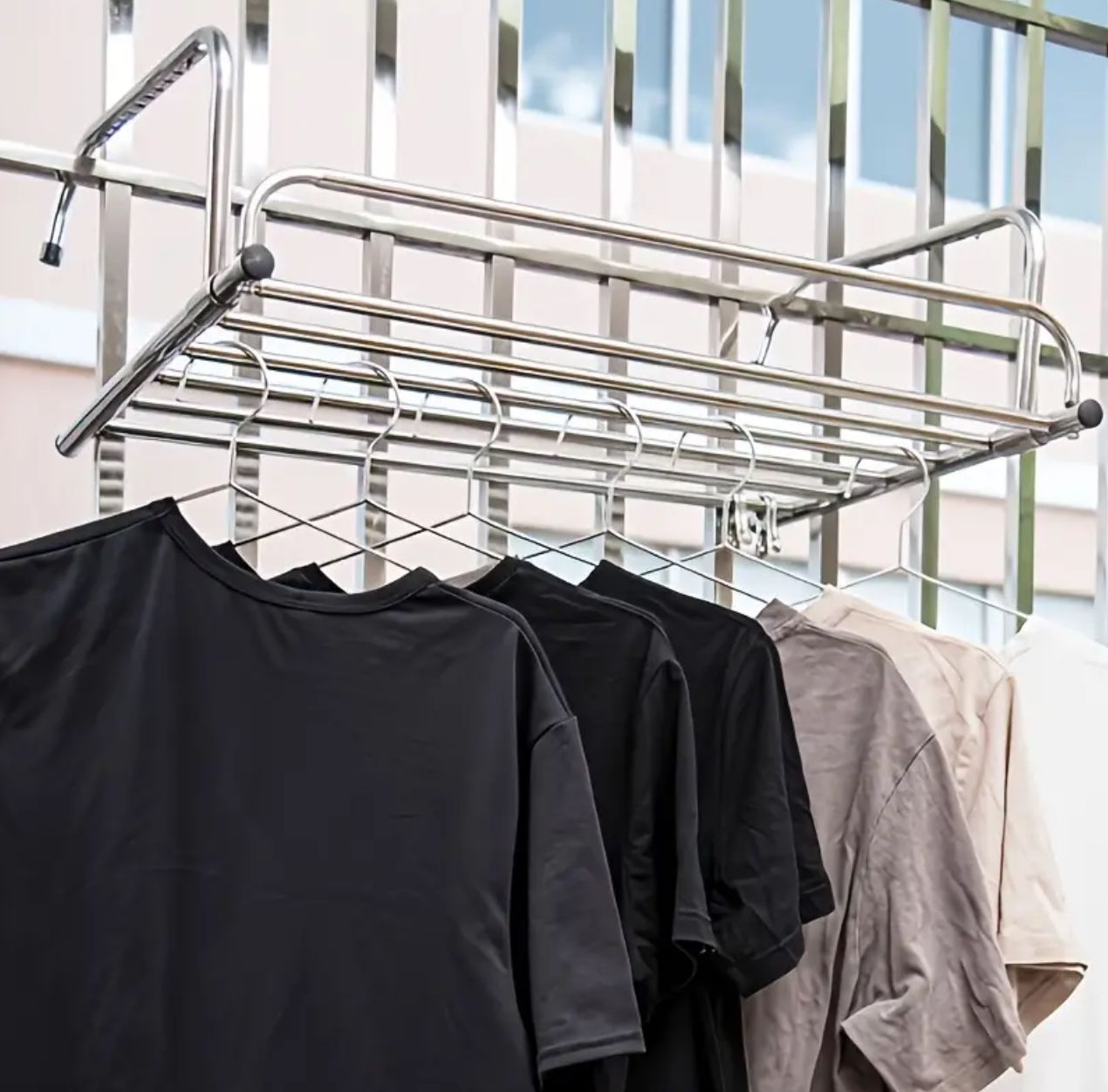 Sèche-linge de balcon pliable et extensible en acier inoxydable