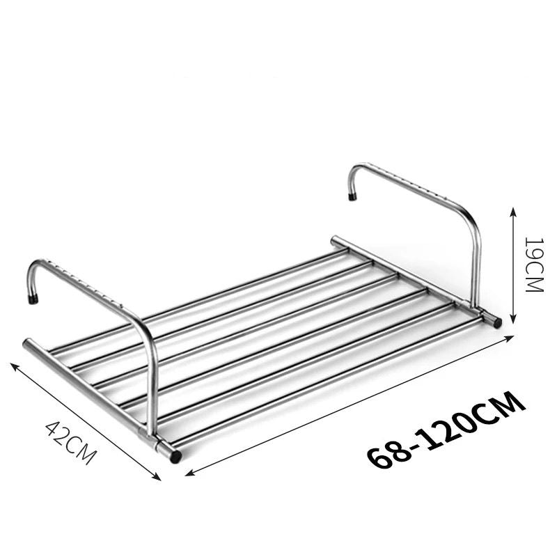 Sèche-linge de balcon pliable et extensible en acier inoxydable