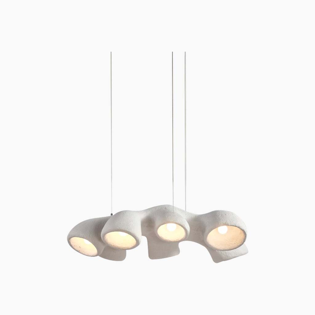 Suspension unique Wabi-Sabi irrégulière blanche, 3/7 ampoules
