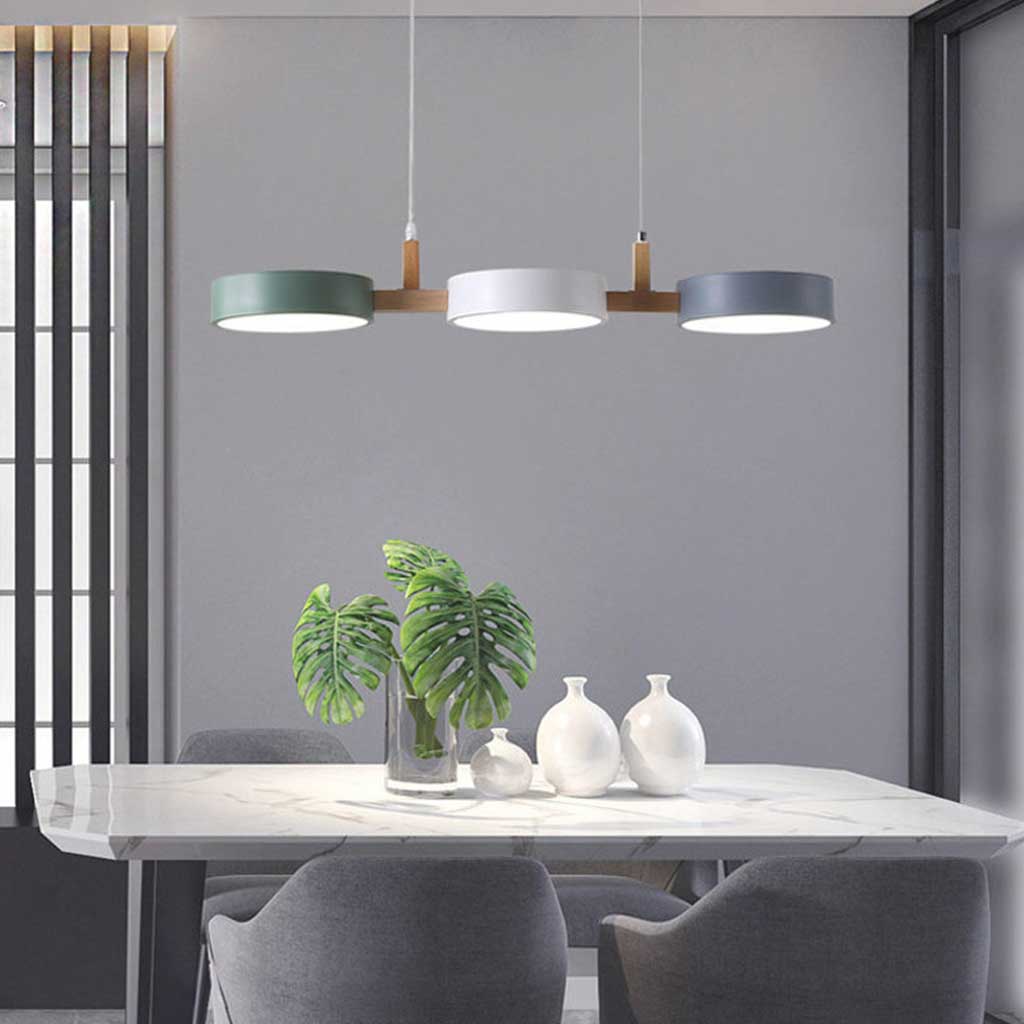 Suspension Nordic Macaron 3 lampes LED dimmable, blanc/coloré