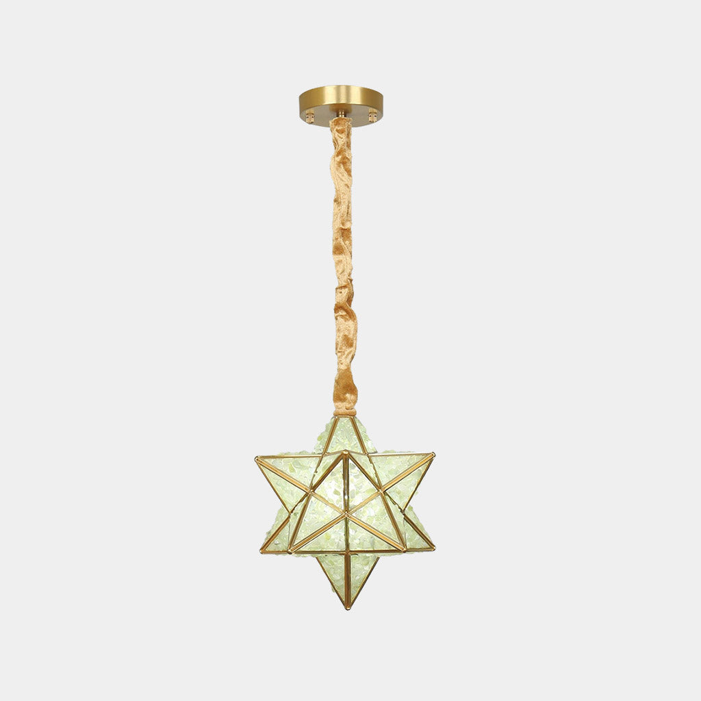 Suspension art déco en laiton cristal étoile multicolore