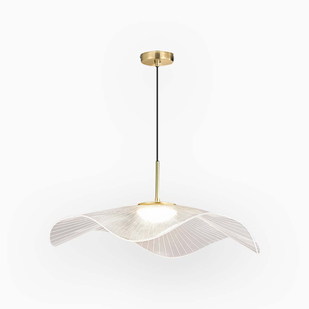 Suspension Élégante Lotus Feuille Chapeau de Paille LED