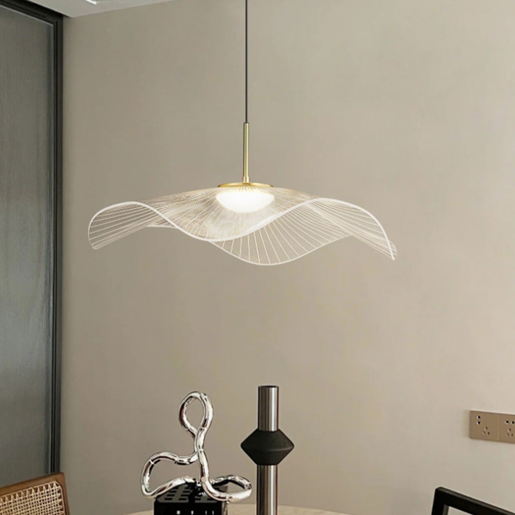 Suspension Élégante Lotus Feuille Chapeau de Paille LED
