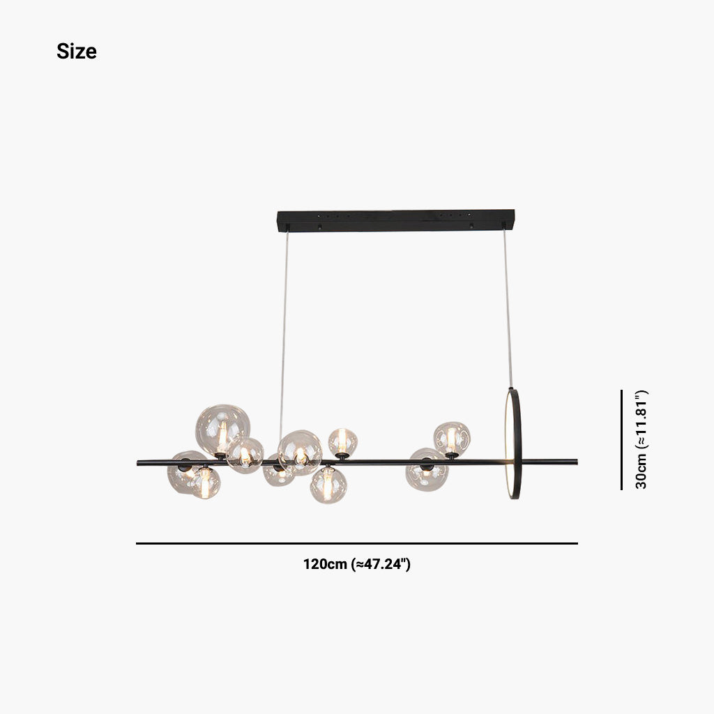 Suspension Lustre Mode Linéaire Verre Bulle