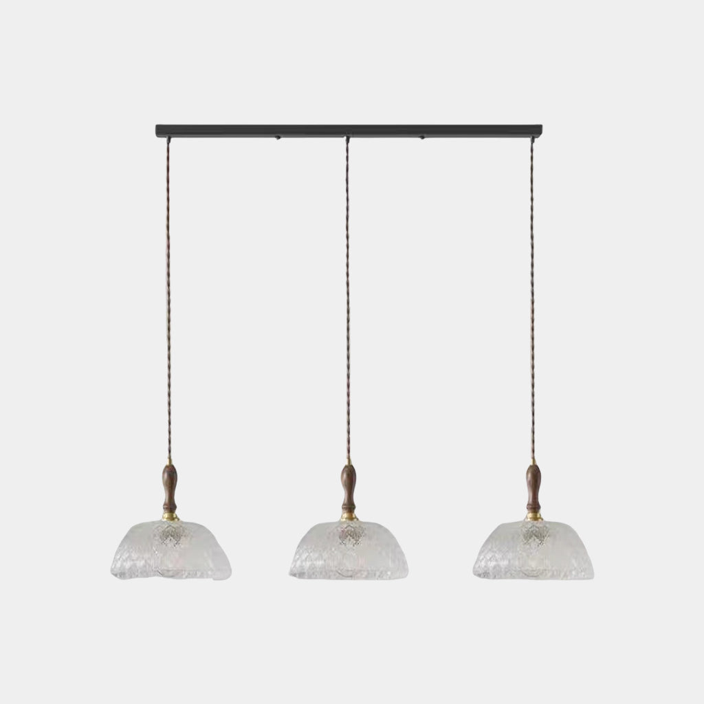 Suspension vintage en noyer avec bol en verre