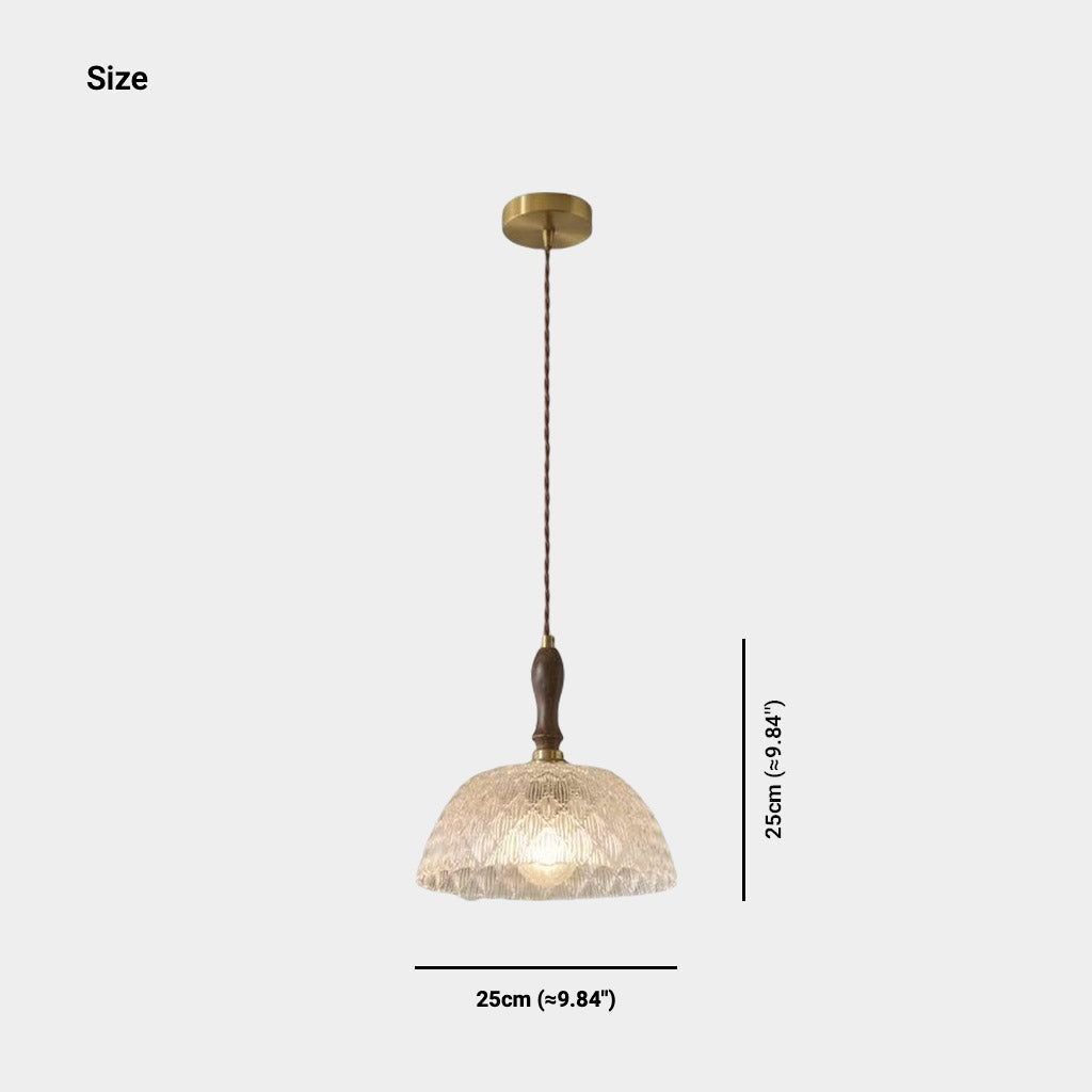 Suspension vintage en noyer avec bol en verre