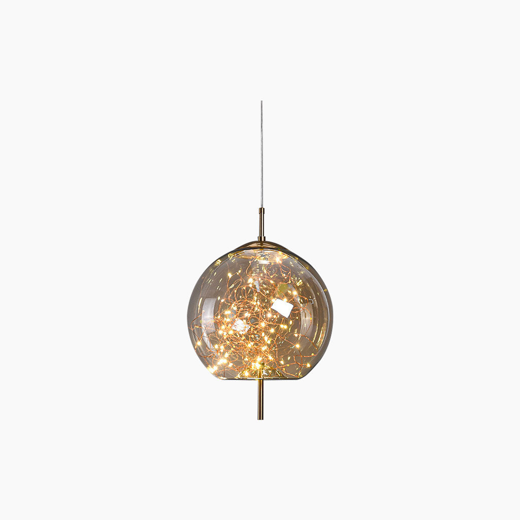 Suspension en verre scandinave, gris étoilé / ambre