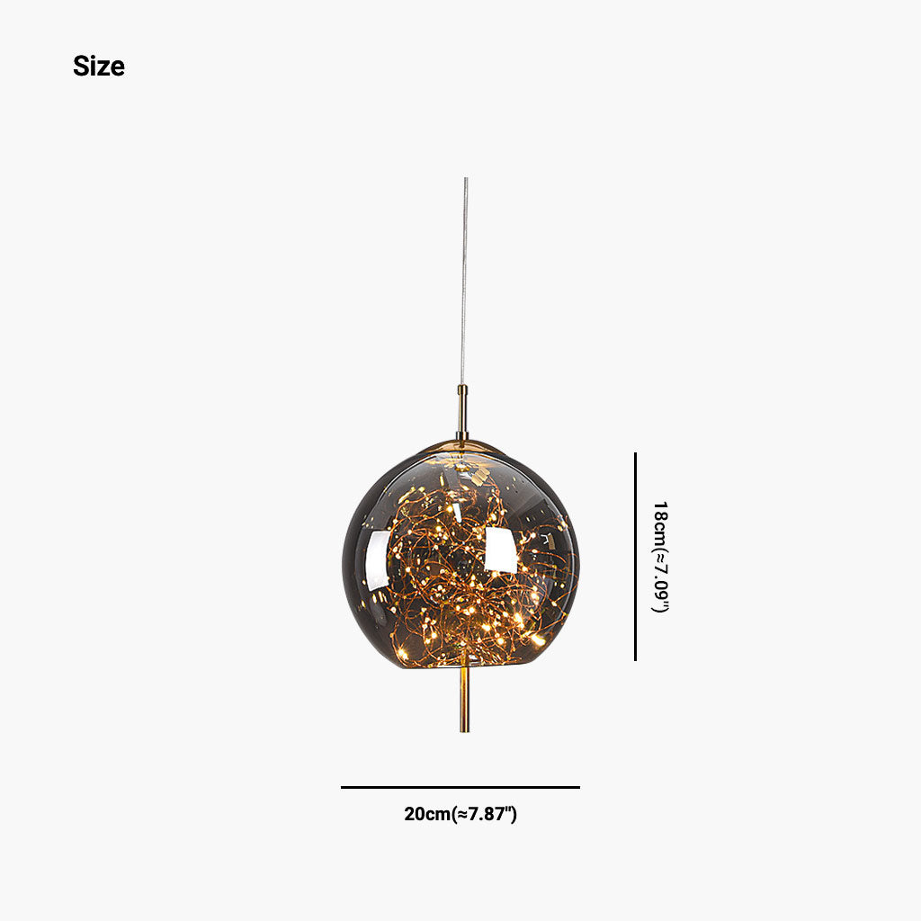 Suspension en verre scandinave, gris étoilé / ambre