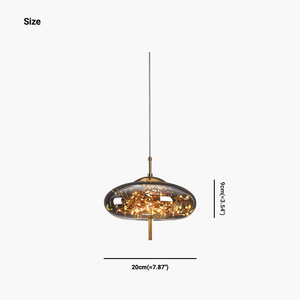 Suspension en verre scandinave, gris étoilé / ambre