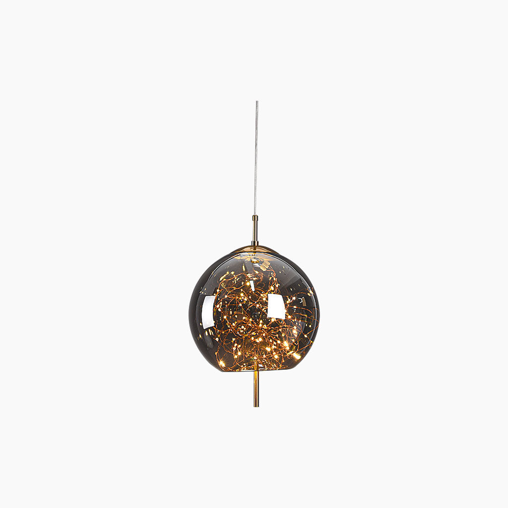 Suspension en verre scandinave, gris étoilé / ambre